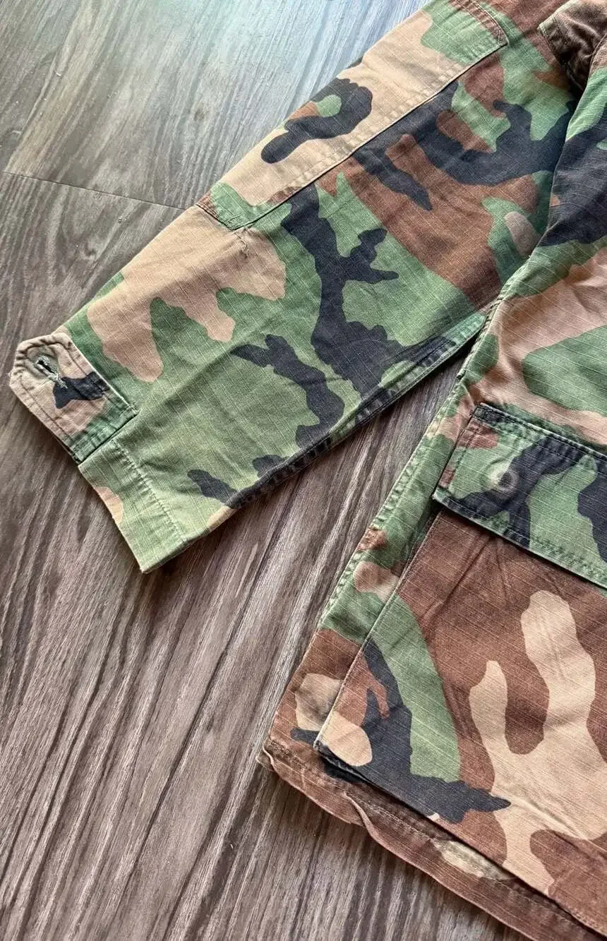 Vintage U.S. Army Woodland Camo BDU Combat Coat Jacket Small-Regular